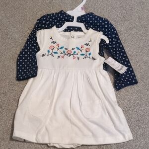 Carter's White Pink Sundress with Sleeveless Design and Crew Neck